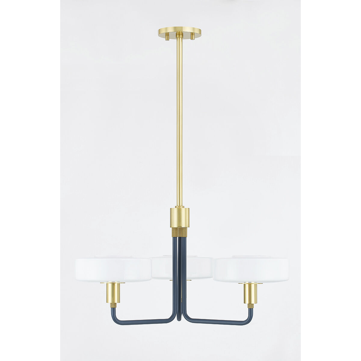 Aston 3 Light 24.25 inch Aged Brass/Slate Blue Chandelier Ceiling Light